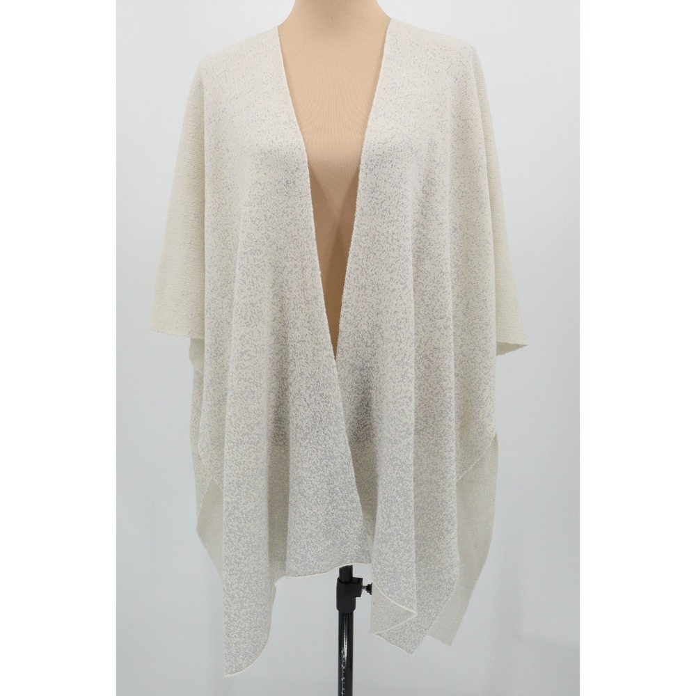 NOT FOR SALE Wrap Metallic Knit Open Front Cream Acrylic Blend One Size